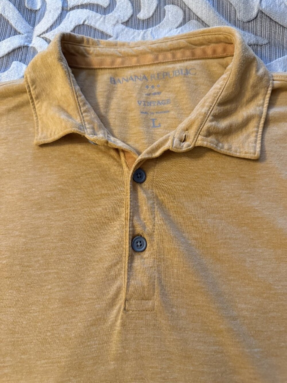 Banana Republic Vintage Slub Cotton Polo Shirt Lightweight Men's Large Gold